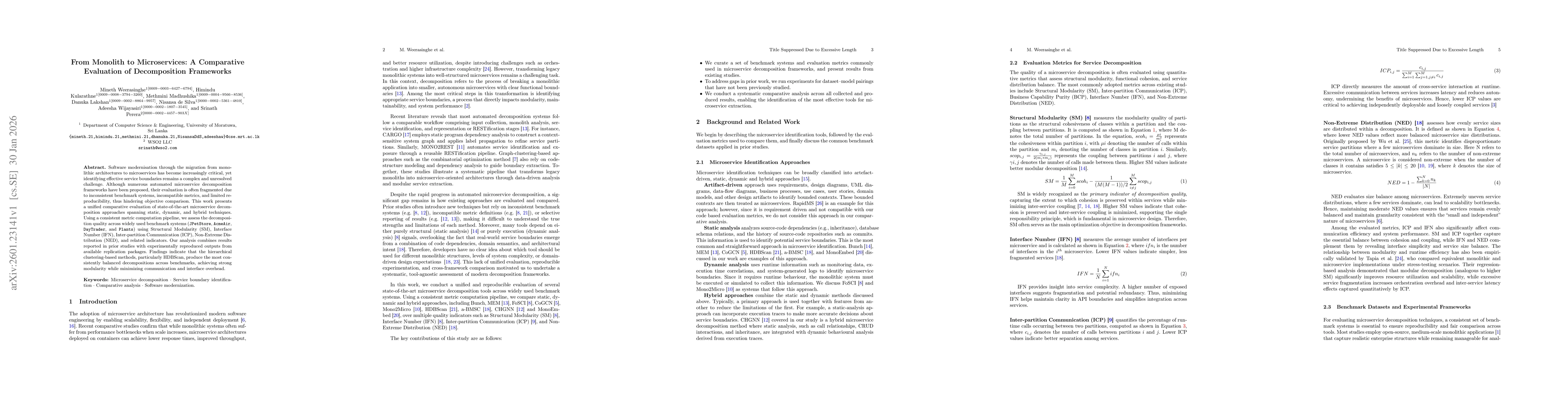 Thumbnail for From Monolith to Microservices: A Comparative Evaluation of Decomposition Frameworks