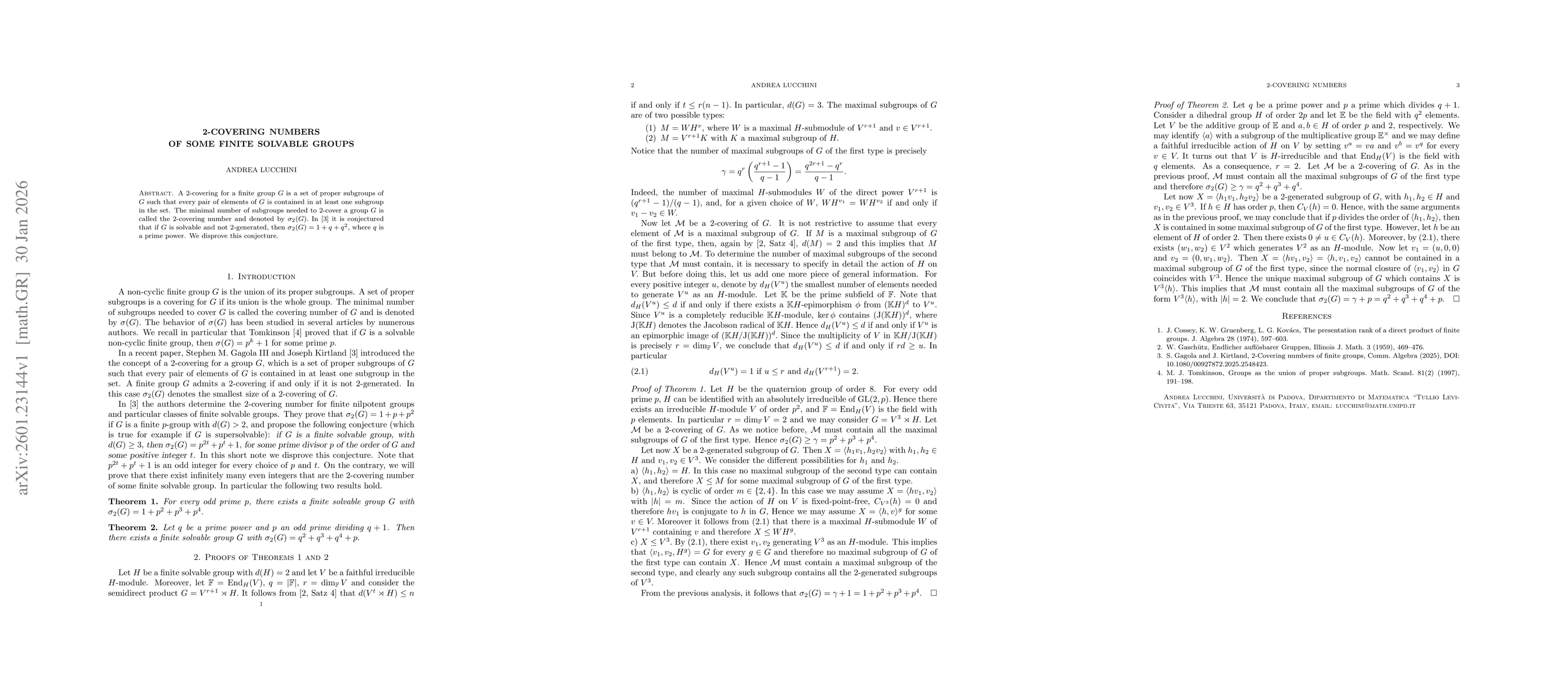 Thumbnail for 2-covering numbers of some finite solvable groups