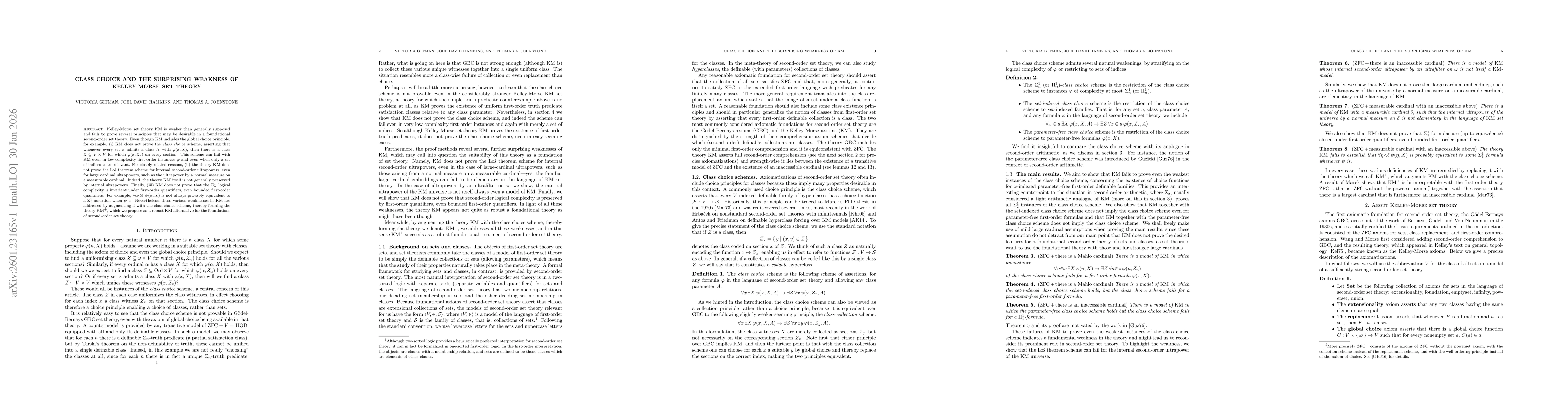 Thumbnail for Class choice and the surprising weakness of Kelley-Morse set theory