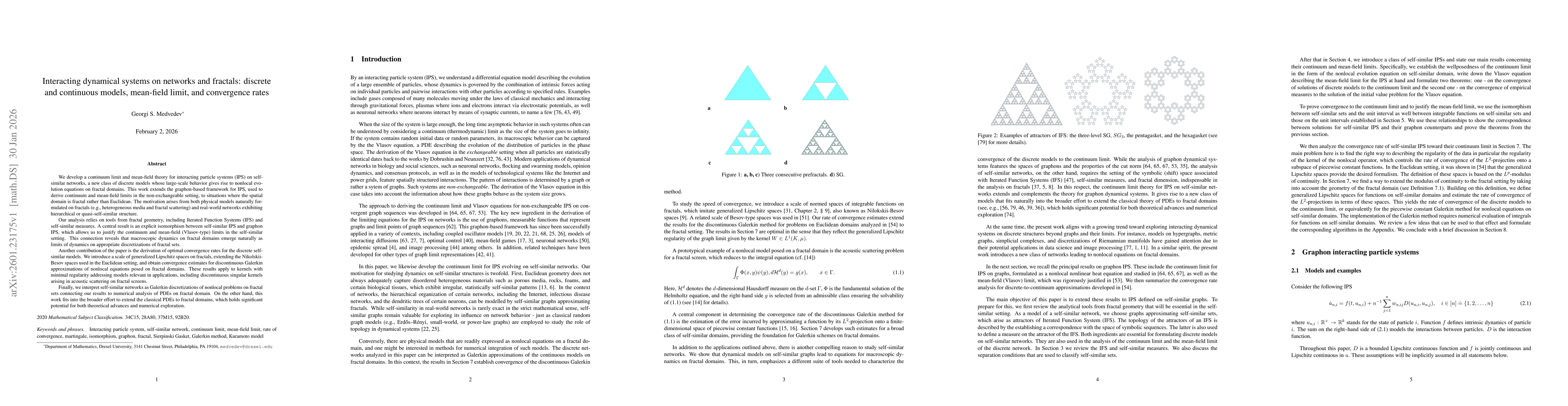 Thumbnail for Interacting dynamical systems on networks and fractals: discrete and continuous models, mean-field limit, and convergence rates