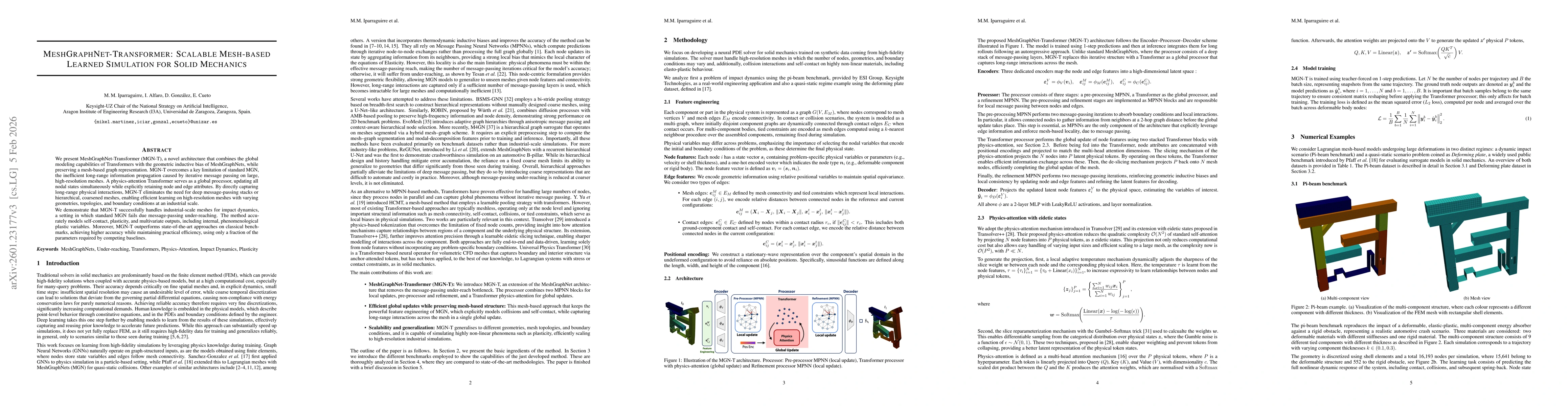 Thumbnail for MeshGraphNet-Transformer: Scalable Mesh-based Learned Simulation for Solid Mechanics