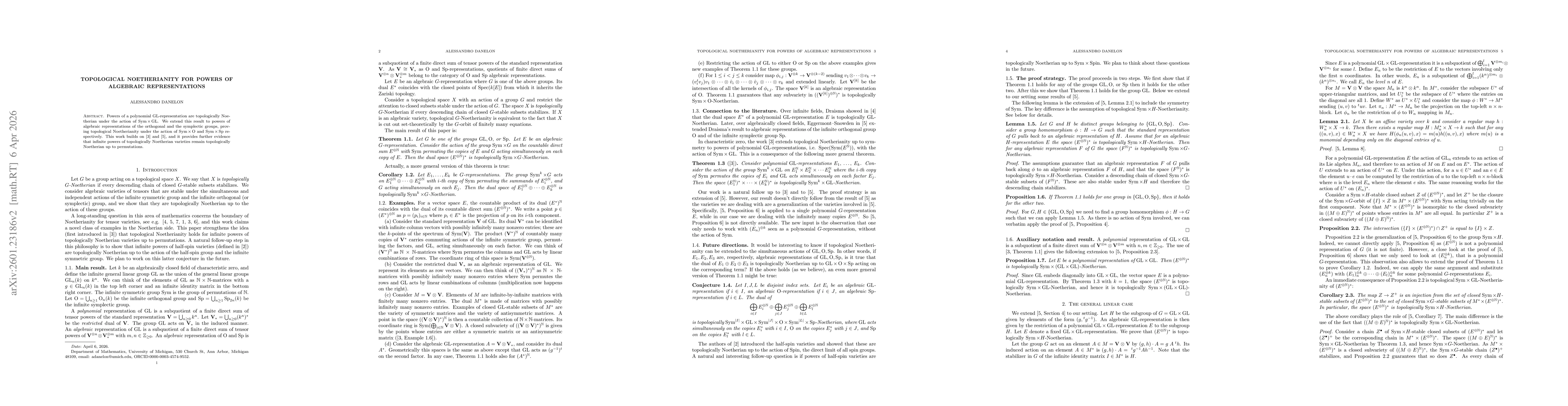 Thumbnail for Noetherianity for powers of algebraic representations