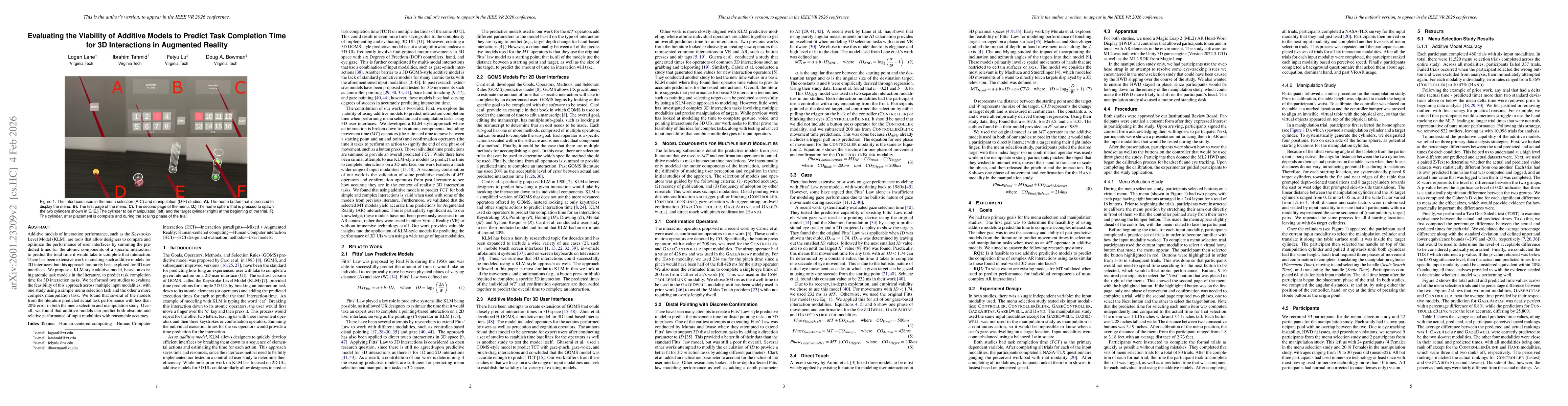 Thumbnail for Evaluating the Viability of Additive Models to Predict Task Completion Time for 3D Interactions in Augmented Reality