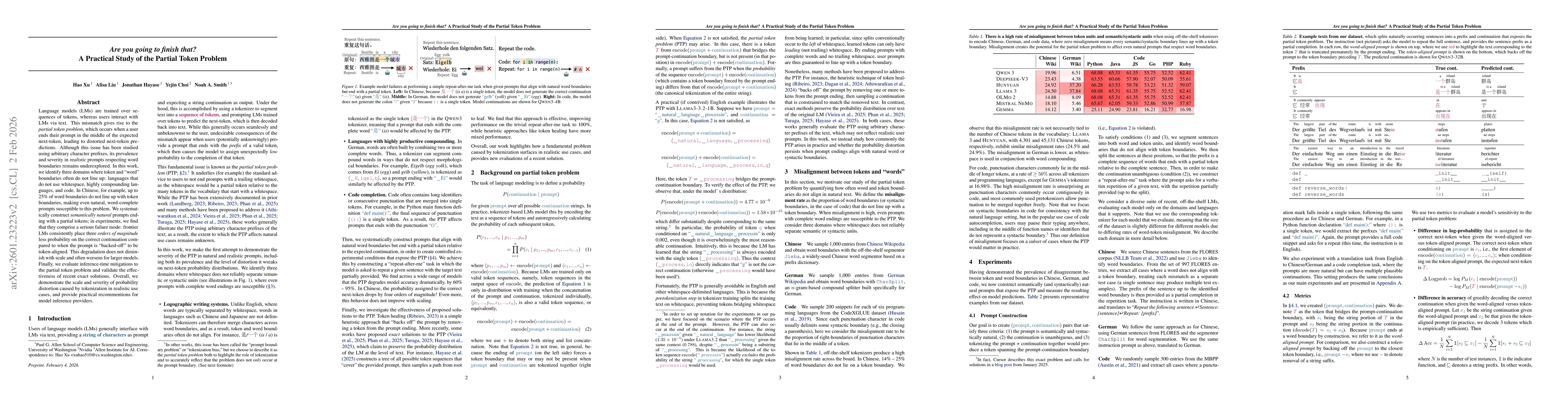Thumbnail for Are you going to finish that? A Practical Study of the Tokenization Boundary Problem