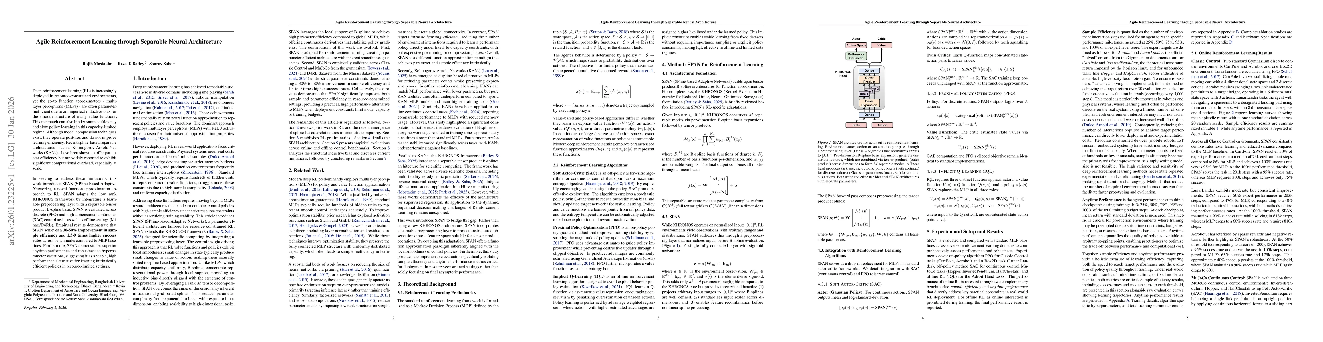 Thumbnail for Agile Reinforcement Learning through Separable Neural Architecture