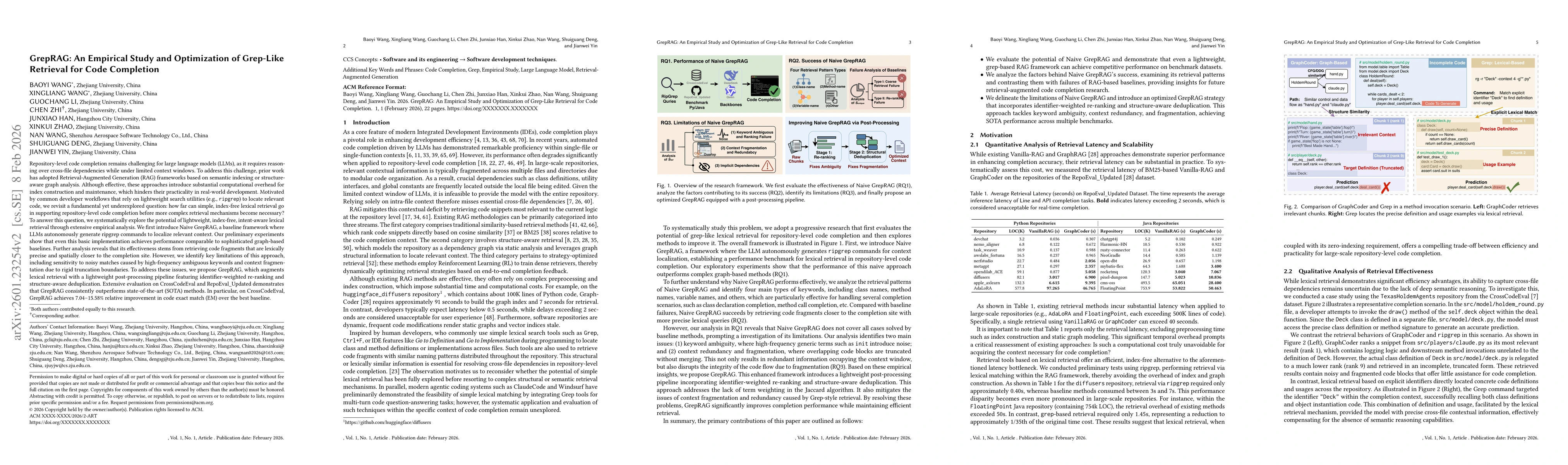Thumbnail for GrepRAG: An Empirical Study and Optimization of Grep-Like Retrieval for Code Completion