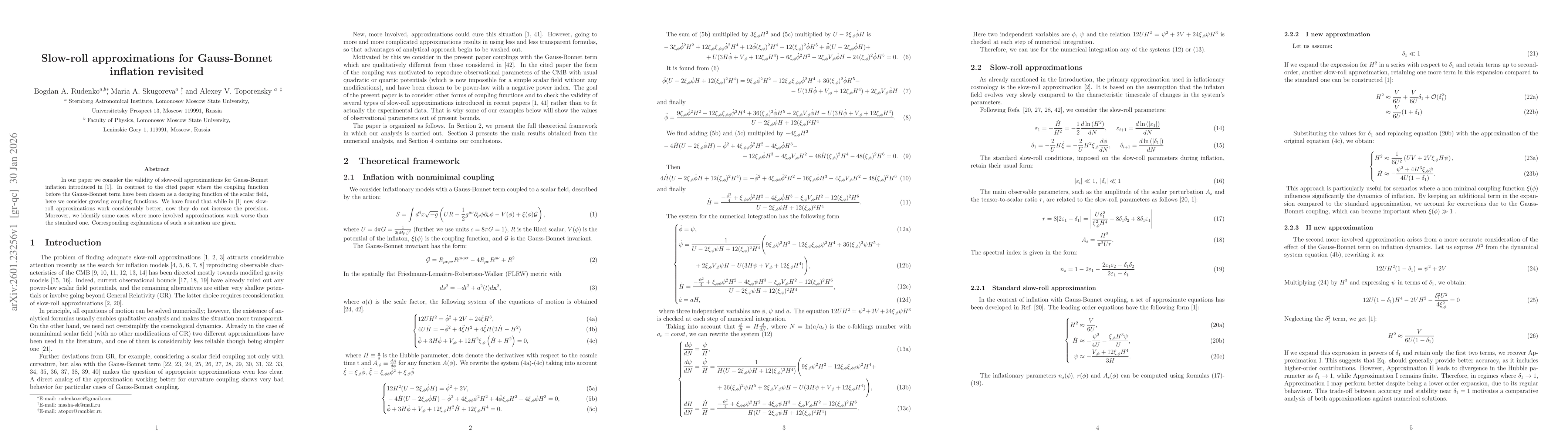Thumbnail for Slow-roll approximations for Gauss-Bonnet inflation revisited