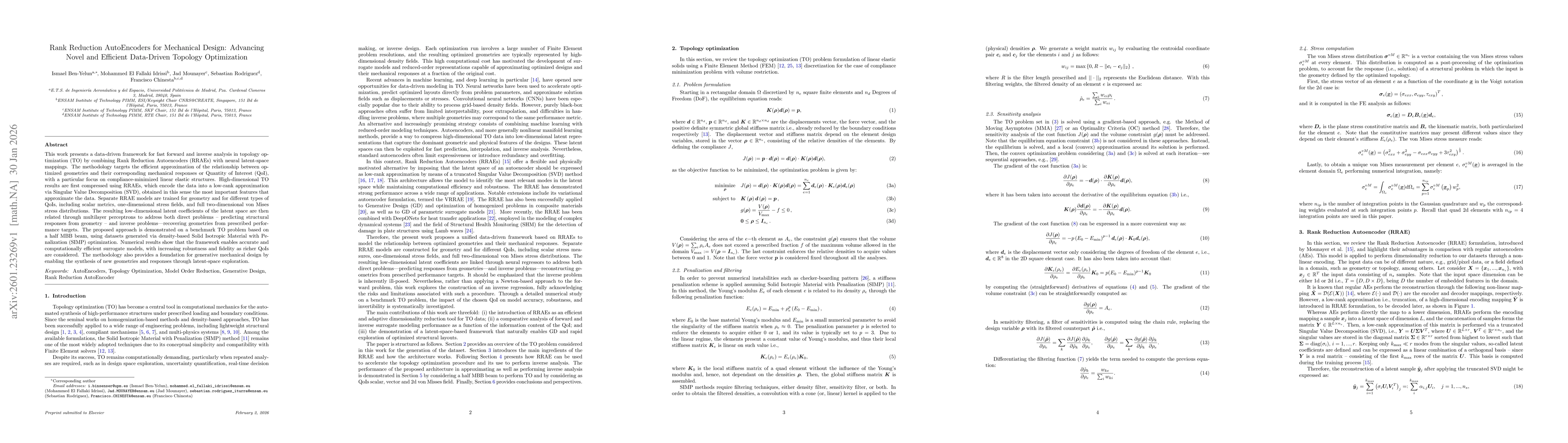 Thumbnail for Rank Reduction AutoEncoders for Mechanical Design: Advancing Novel and Efficient Data-Driven Topology Optimization
