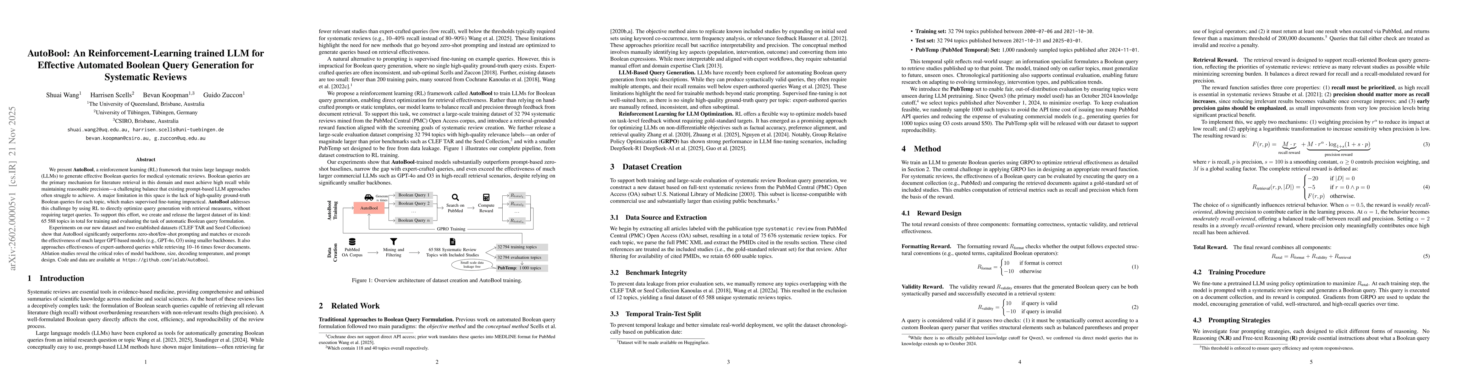 Thumbnail for AutoBool: An Reinforcement-Learning trained LLM for Effective Automated Boolean Query Generation for Systematic Reviews