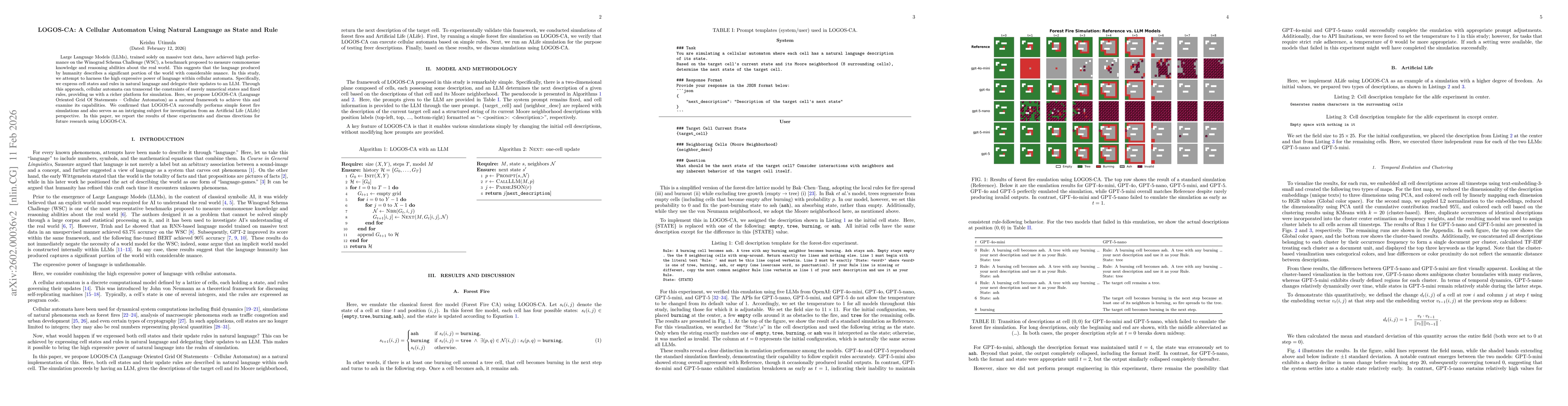 Thumbnail for LOGOS-CA: A Cellular Automaton Using Natural Language as State and Rule