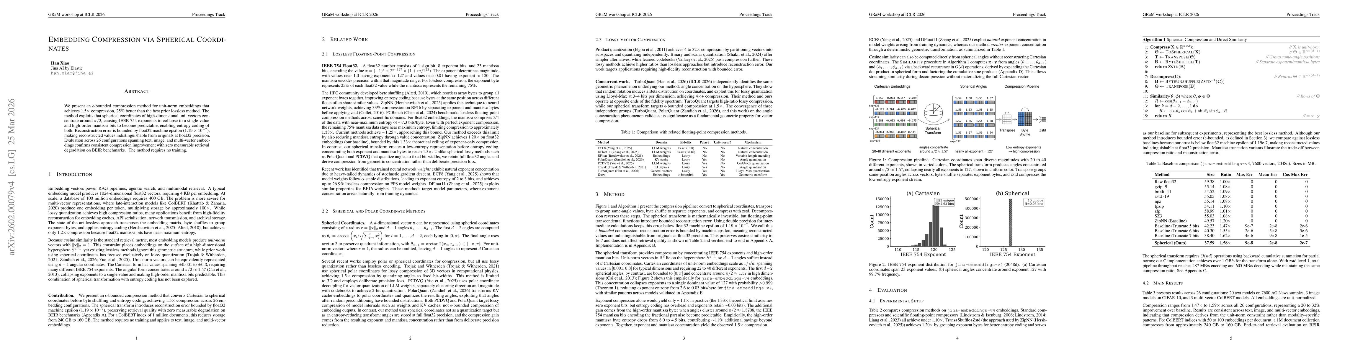 Thumbnail for Embedding Compression via Spherical Coordinates