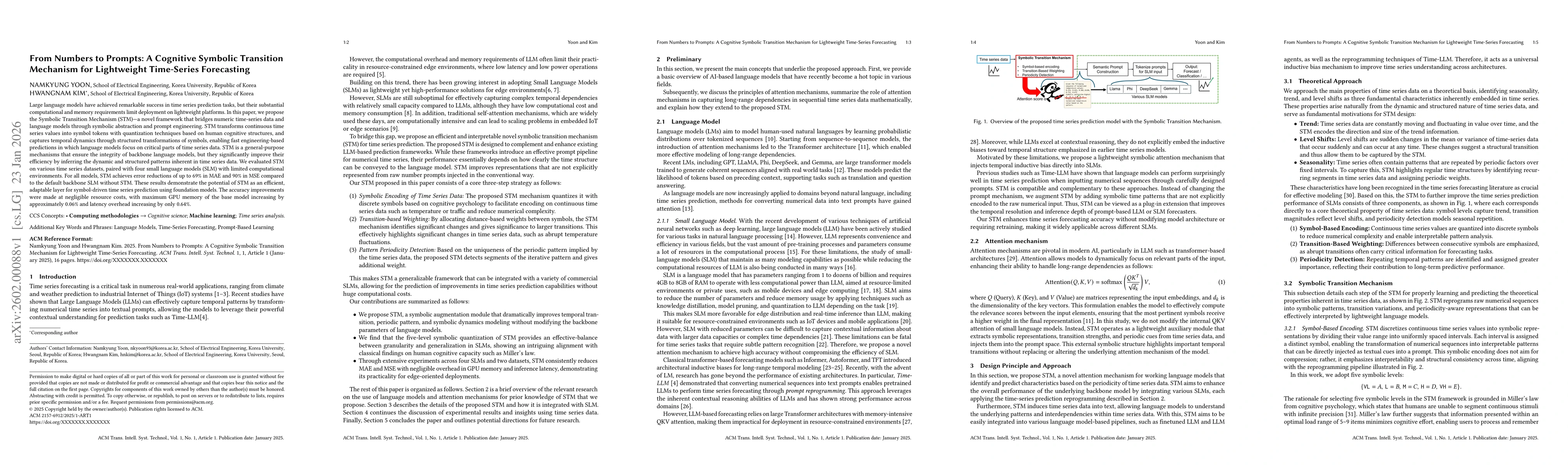 Thumbnail for From Numbers to Prompts: A Cognitive Symbolic Transition Mechanism for Lightweight Time-Series Forecasting