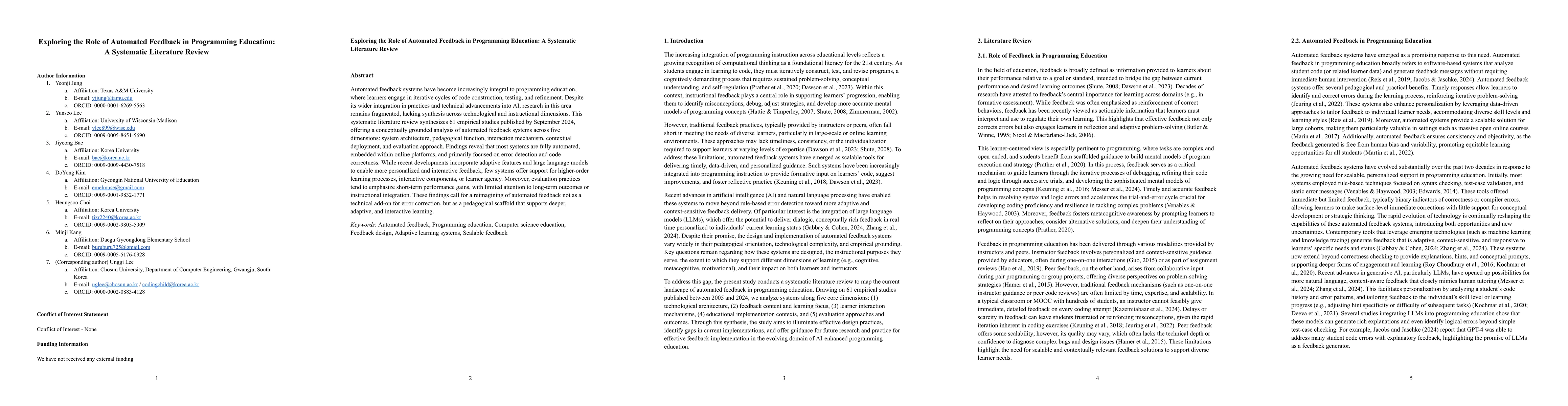 Thumbnail for Exploring the Role of Automated Feedback in Programming Education: A Systematic Literature Review