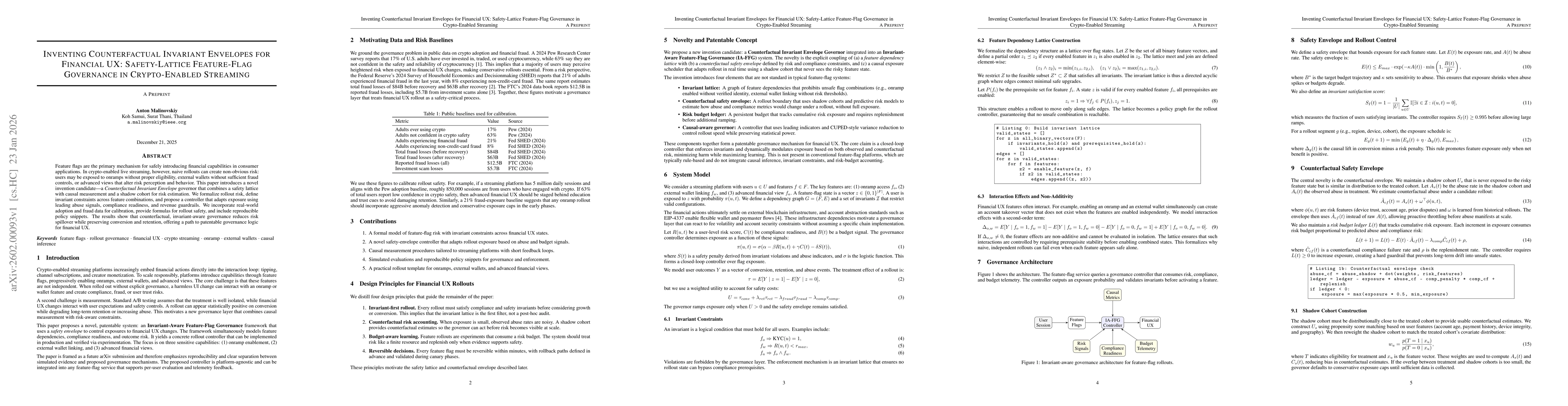 Thumbnail for Counterfactual Invariant Envelopes for Financial UX: Safety-Lattice Feature-Flag Governance in Crypto-Enabled Streaming