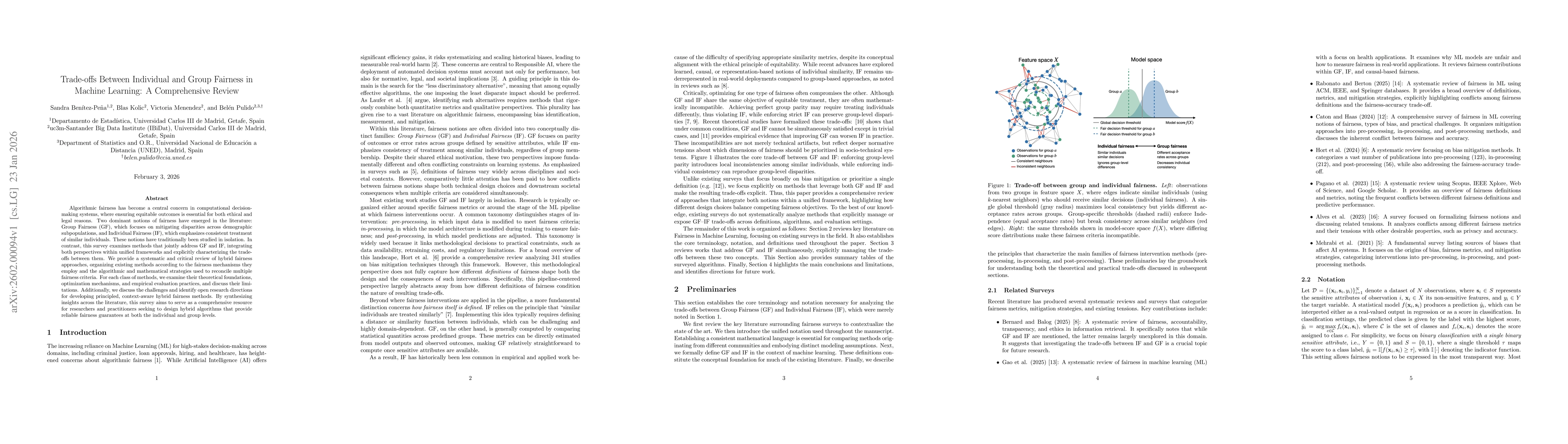 Thumbnail for Trade-offs Between Individual and Group Fairness in Machine Learning: A Comprehensive Review