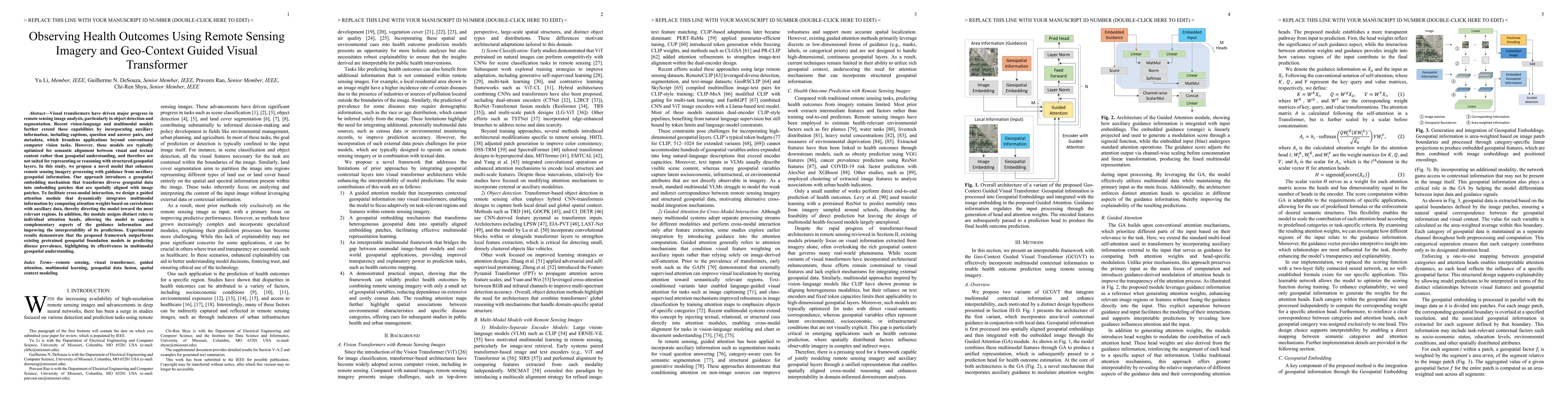 Thumbnail for Observing Health Outcomes Using Remote Sensing Imagery and Geo-Context Guided Visual Transformer