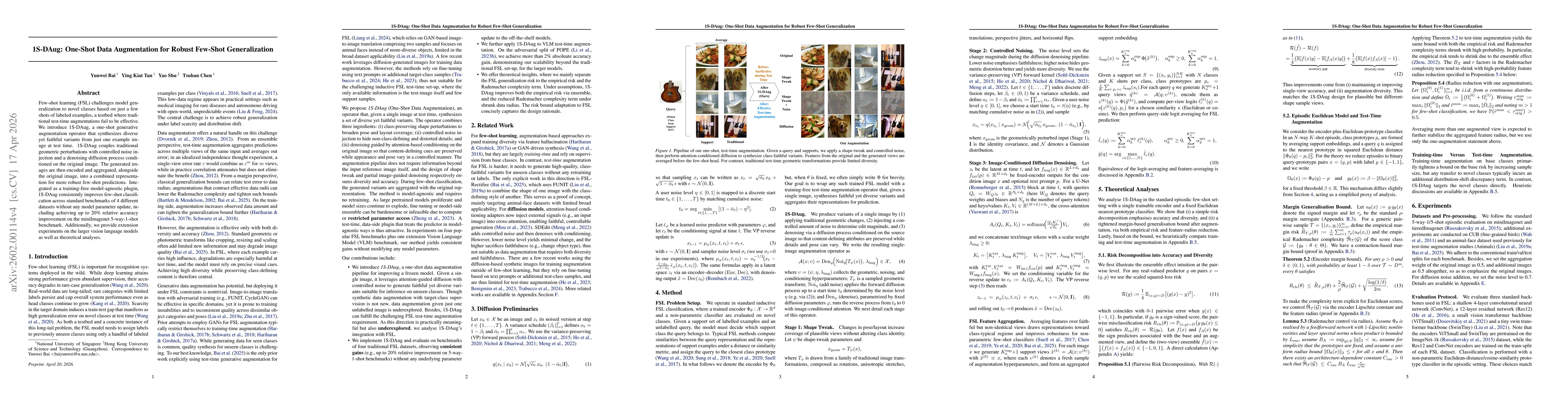 Thumbnail for 1S-DAug: One-Shot Data Augmentation for Robust Few-Shot Generalization