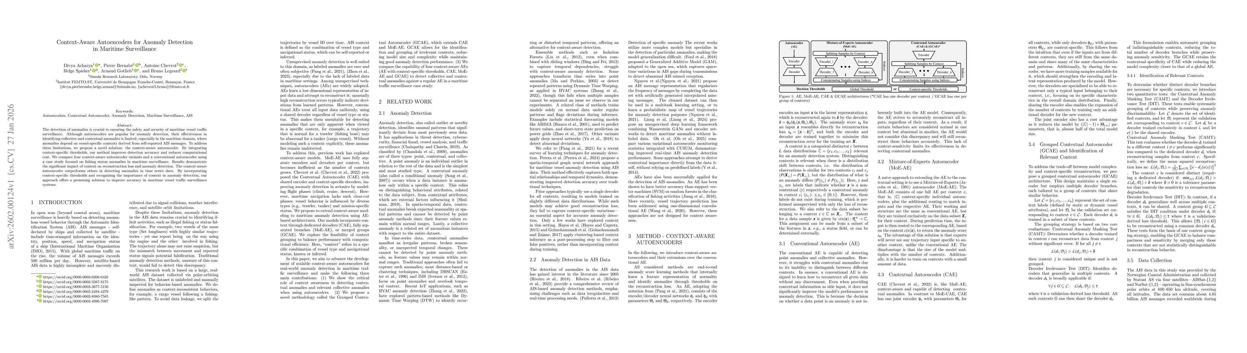Thumbnail for Context-Aware Autoencoders for Anomaly Detection in Maritime Surveillance