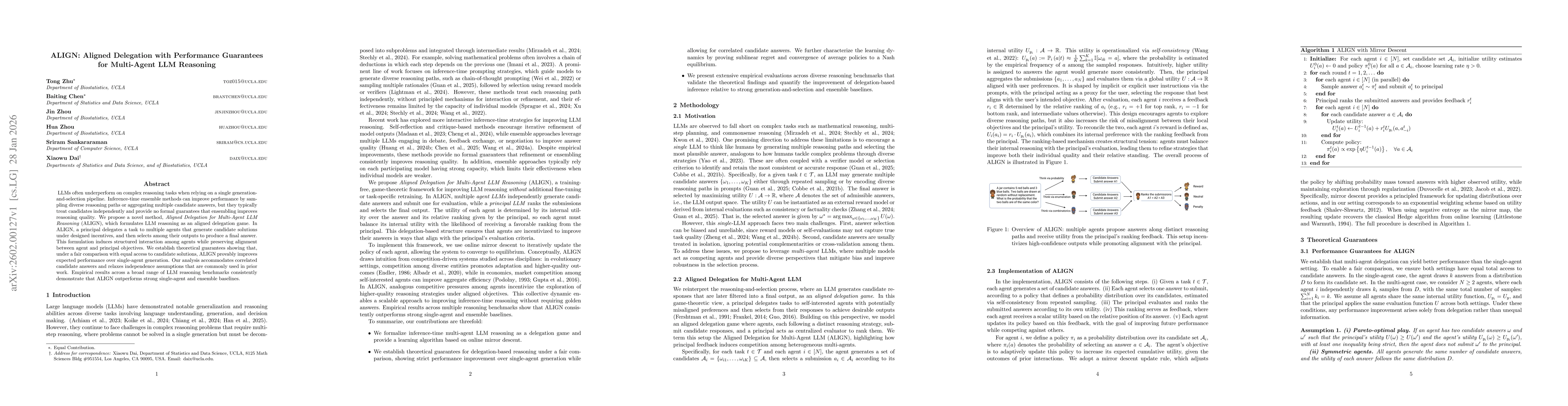 Thumbnail for ALIGN: Aligned Delegation with Performance Guarantees for Multi-Agent LLM Reasoning