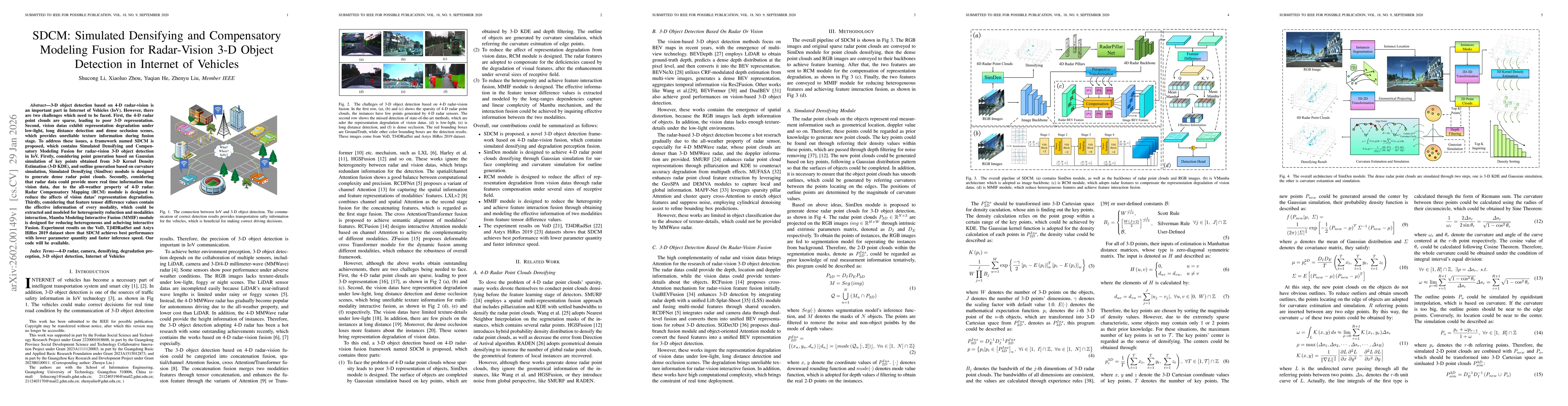 Thumbnail for SDCM: Simulated Densifying and Compensatory Modeling Fusion for Radar-Vision 3-D Object Detection in Internet of Vehicles