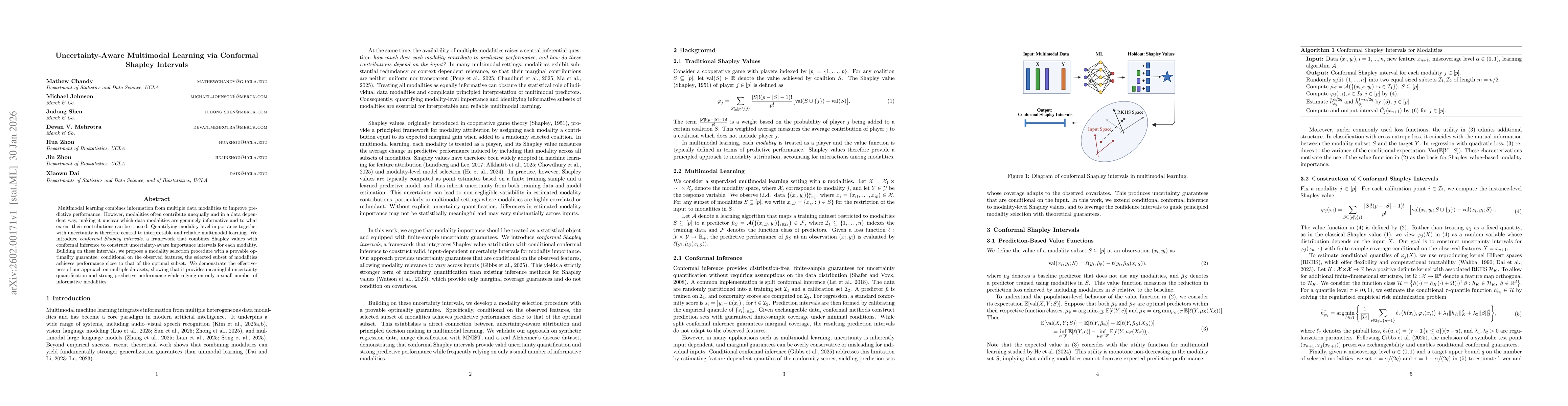 Thumbnail for Uncertainty-Aware Multimodal Learning via Conformal Shapley Intervals