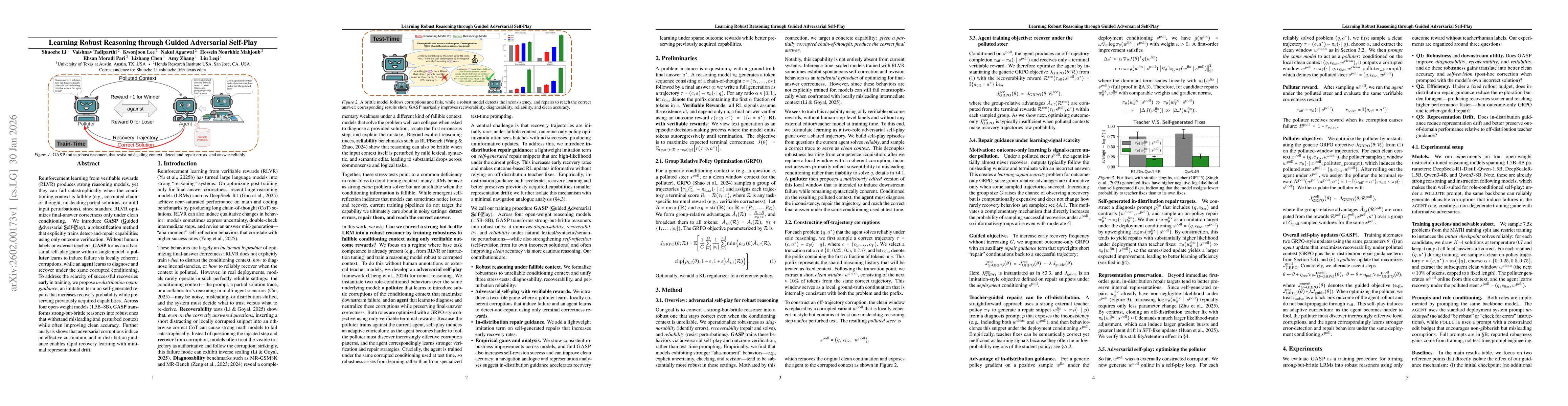 Thumbnail for Learning Robust Reasoning through Guided Adversarial Self-Play
