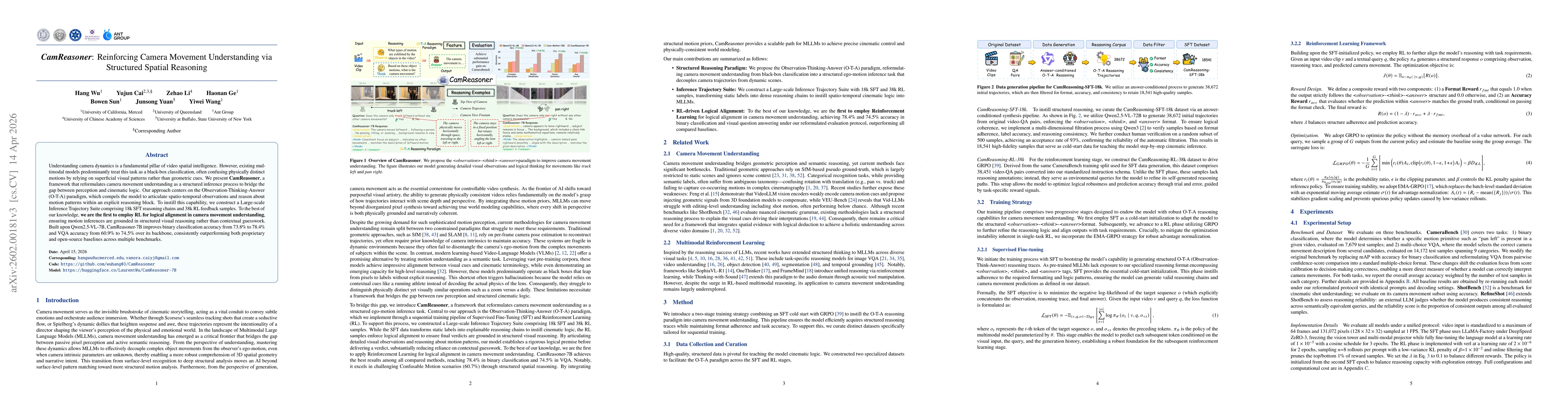 Thumbnail for CamReasoner: Reinforcing Camera Movement Understanding via Structured Spatial Reasoning