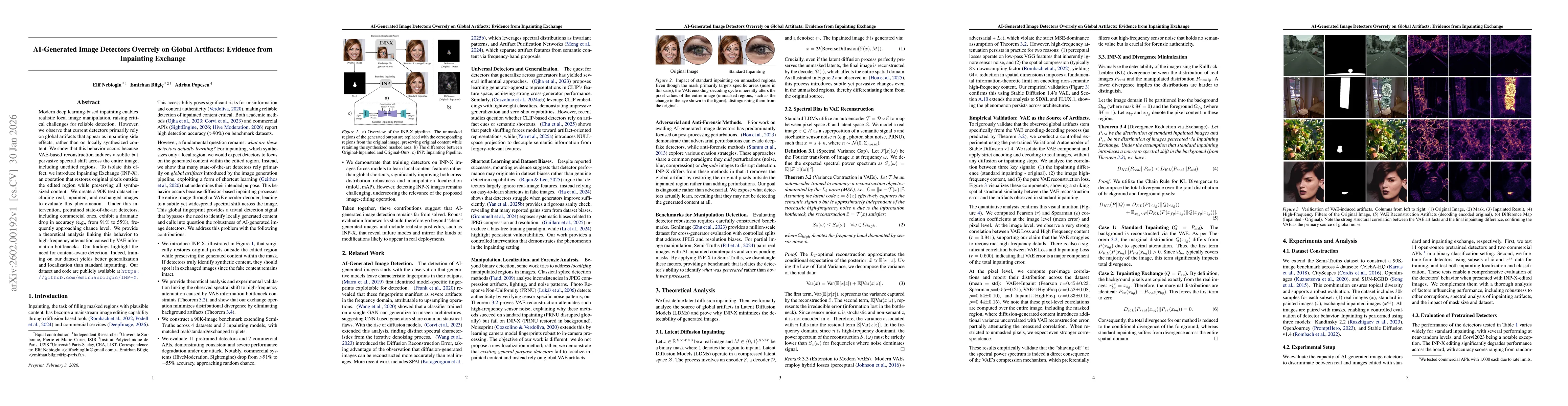 Thumbnail for AI-Generated Image Detectors Overrely on Global Artifacts: Evidence from Inpainting Exchange