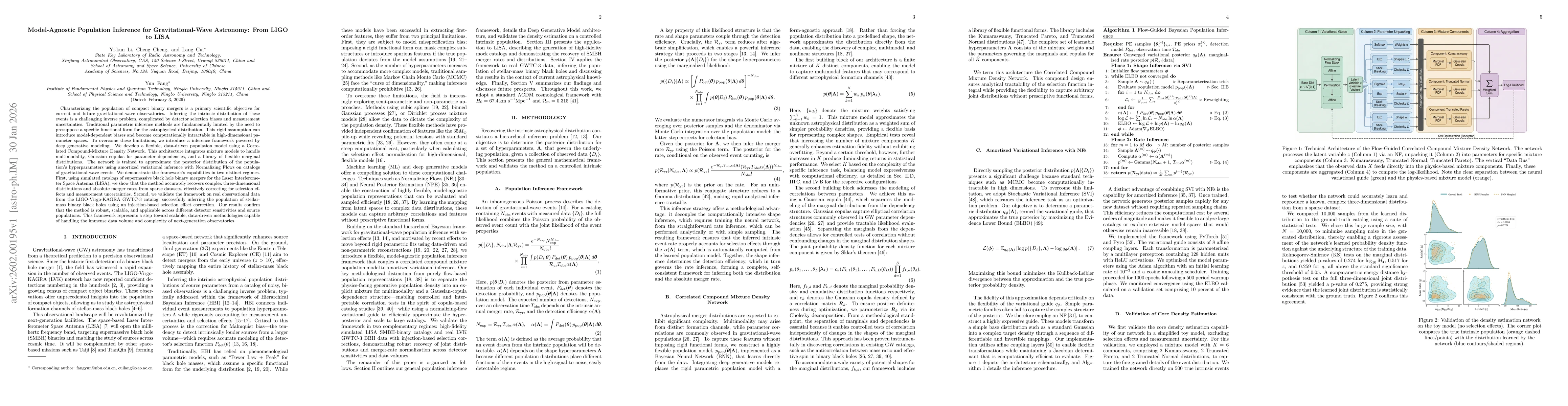 Thumbnail for Model-Agnostic Population Inference for Gravitational-Wave Astronomy: From LIGO to LISA