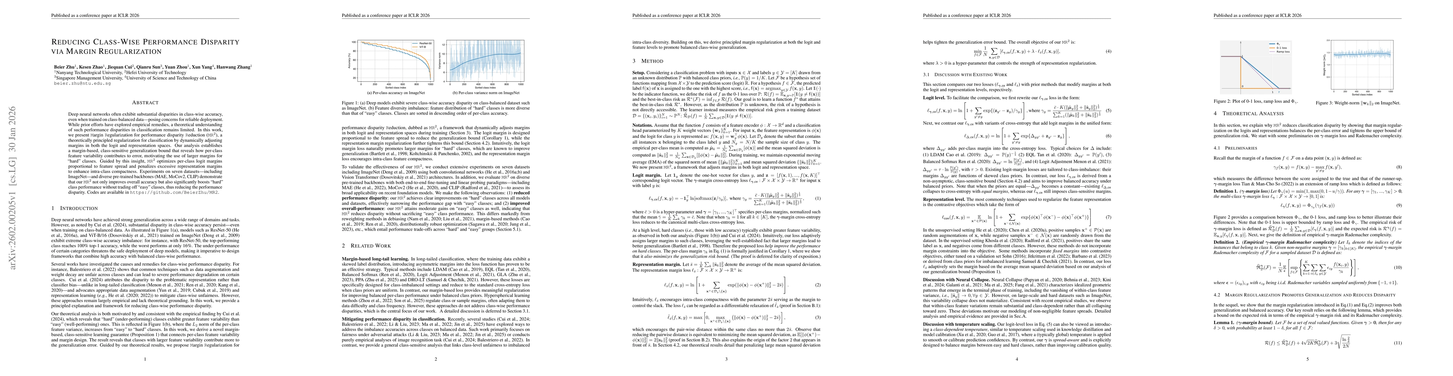 Thumbnail for Reducing Class-Wise Performance Disparity via Margin Regularization