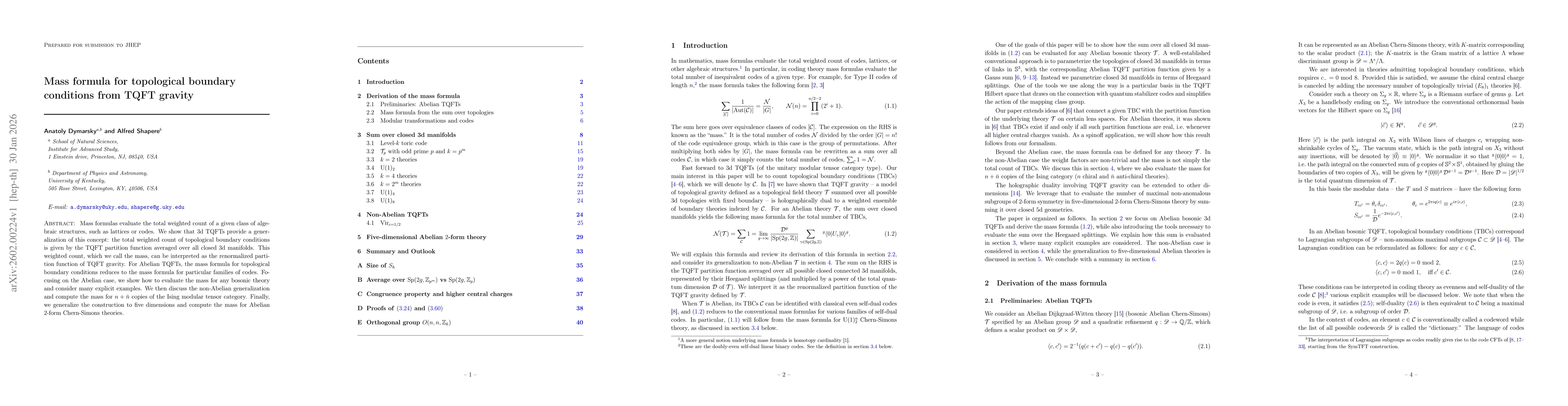 Thumbnail for Mass formula for topological boundary conditions from TQFT gravity