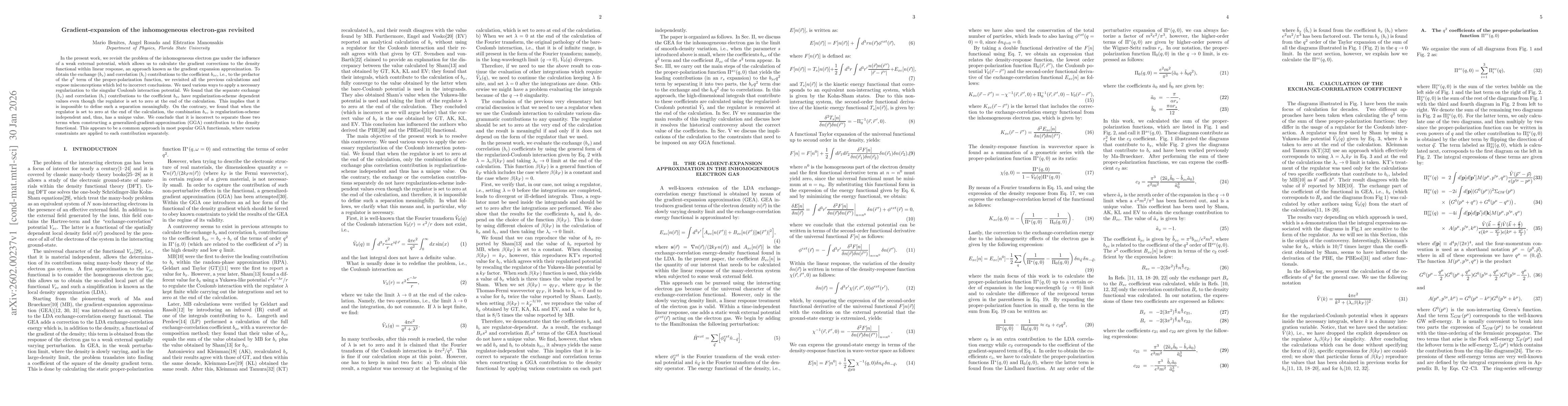 Thumbnail for Gradient-expansion of the inhomogeneous electron-gas revisited