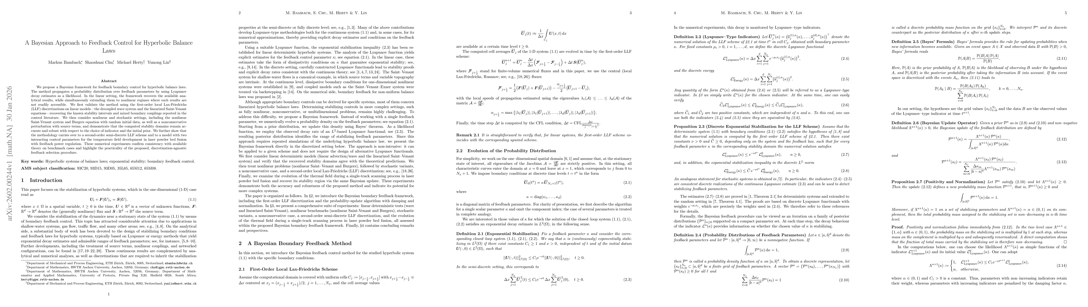 Thumbnail for A Bayesian Approach to Feedback Control for Hyperbolic Balance Laws