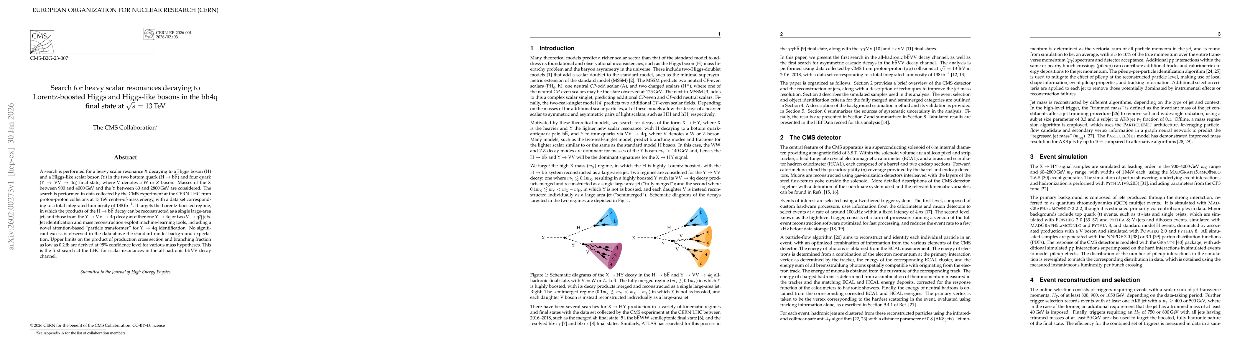 Thumbnail for Search for heavy scalar resonances decaying to Lorentz-boosted Higgs and Higgs-like bosons in the $\mathrm{b\bar{b}}$4q final state at $\sqrt{s}$ = 13 TeV