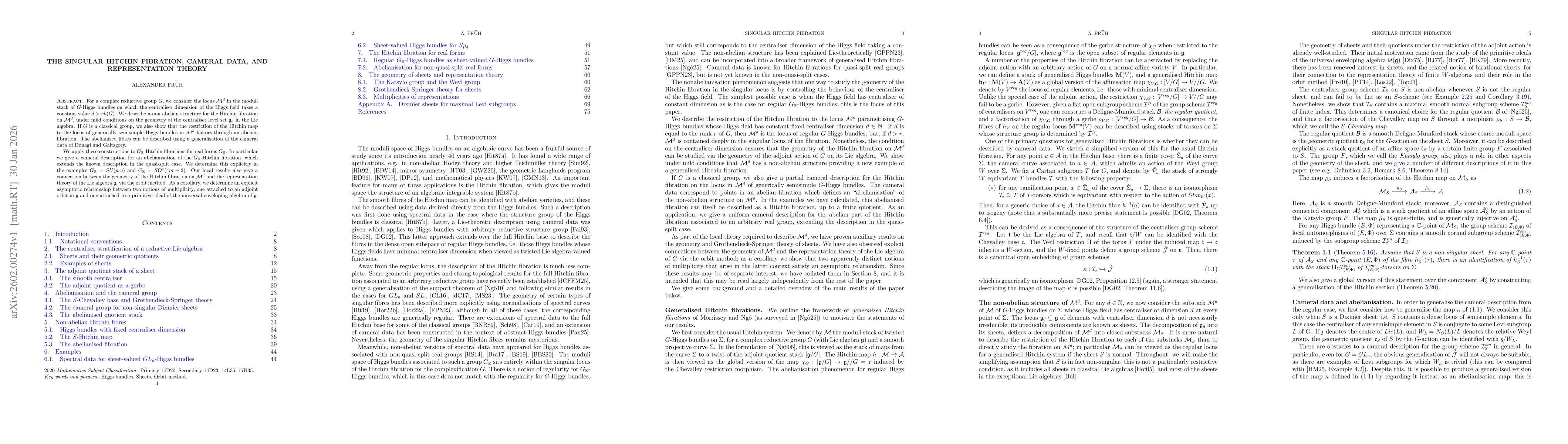 Thumbnail for The singular Hitchin fibration, cameral data, and representation theory
