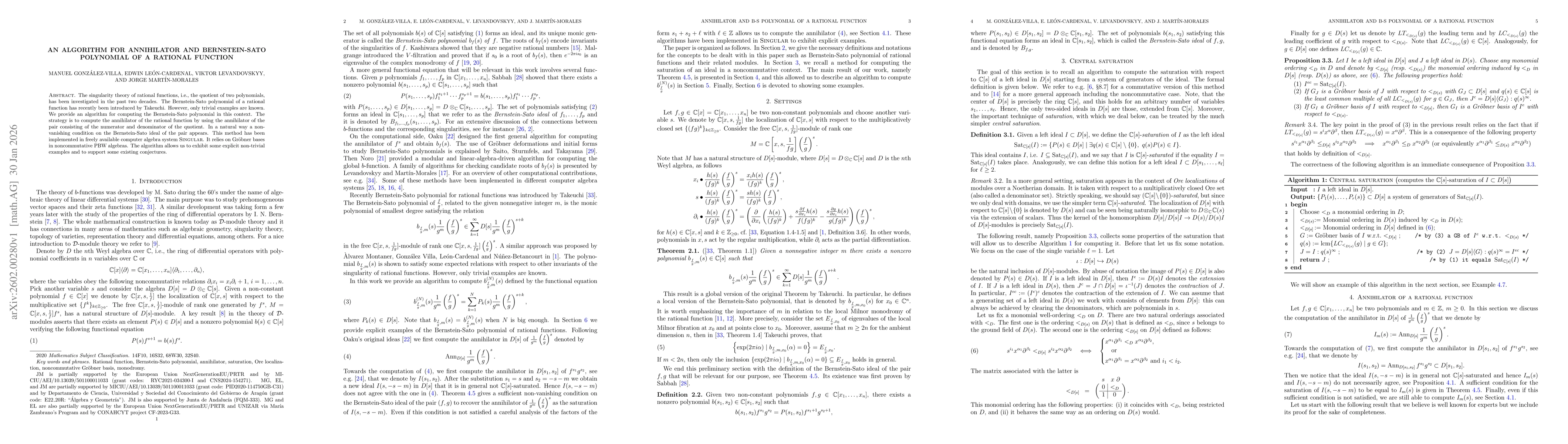 Thumbnail for An algorithm for annihilator and Bernstein-Sato polynomial of a rational function