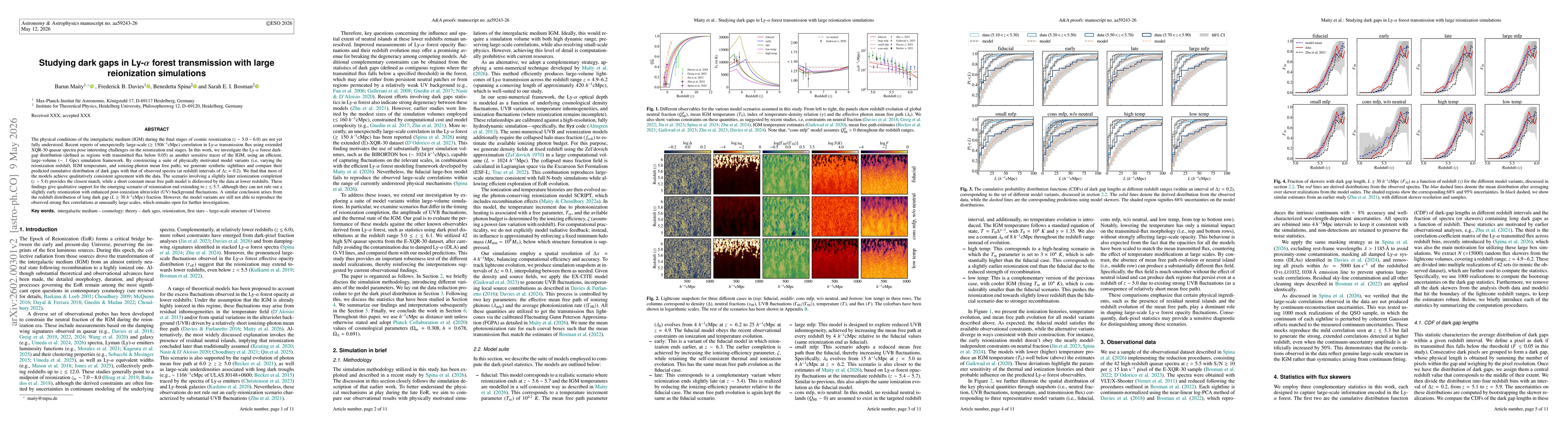 Thumbnail for Studying dark gaps in Ly-$α$ forest transmission with large reionization simulation