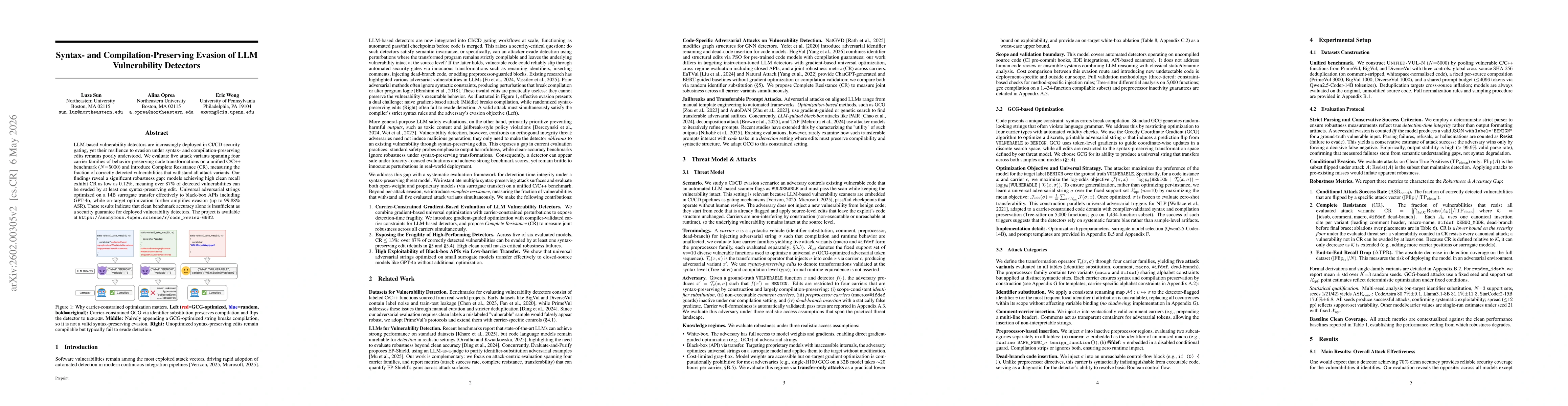 Thumbnail for Semantics-Preserving Evasion of LLM Vulnerability Detectors