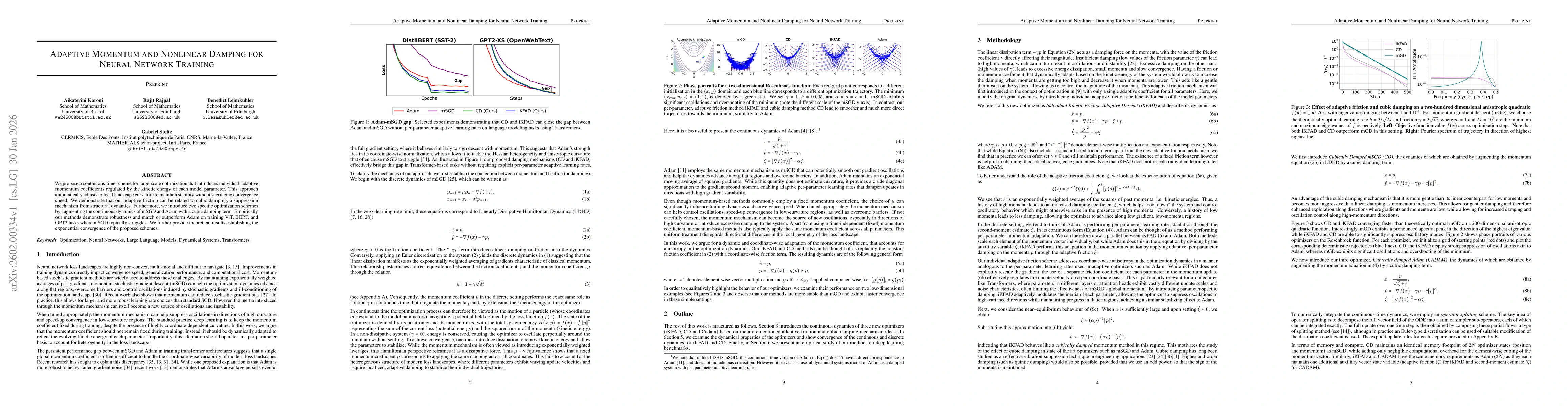 Thumbnail for Adaptive Momentum and Nonlinear Damping for Neural Network Training