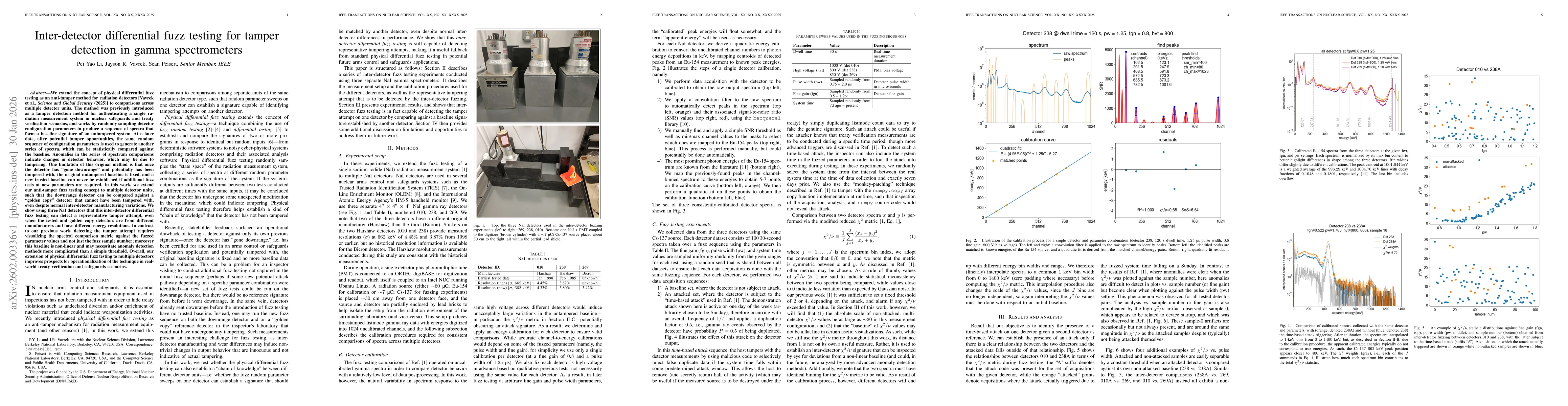 Thumbnail for Inter-detector differential fuzz testing for tamper detection in gamma spectrometers
