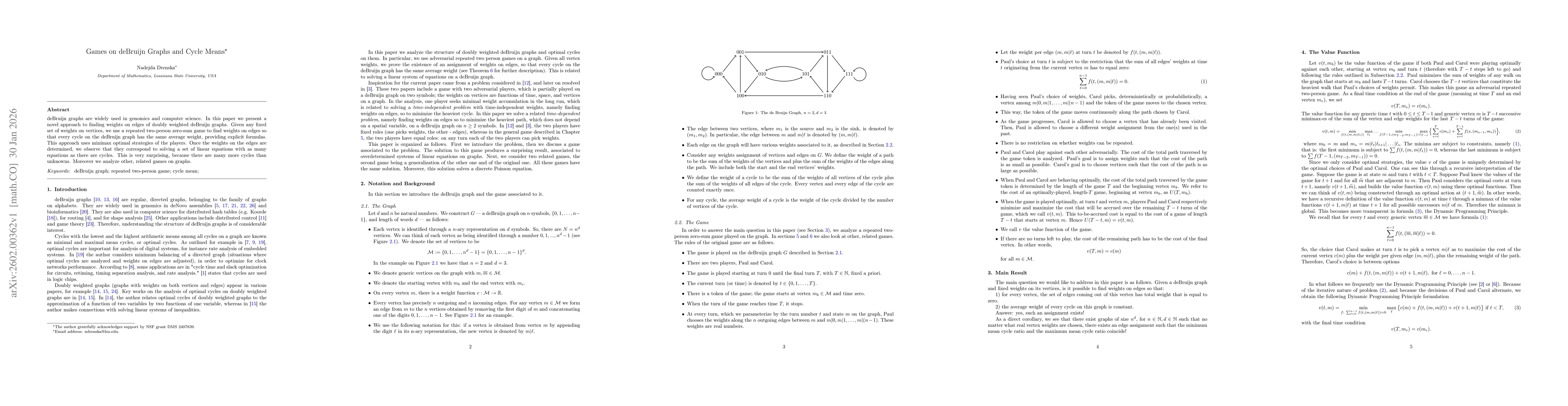 Thumbnail for Games on deBruijn Graphs and Cycle Means