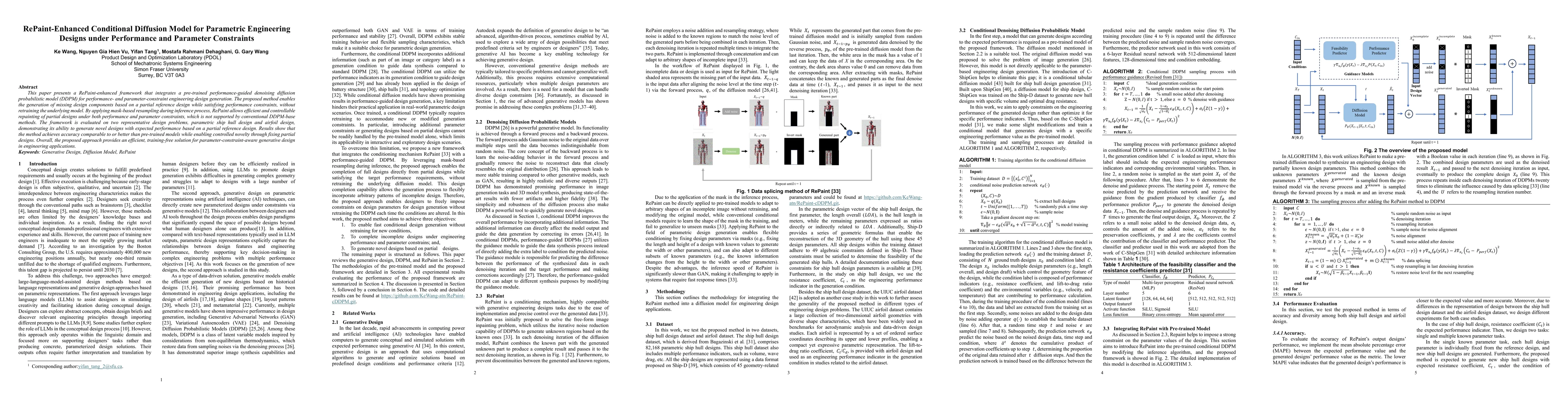 Thumbnail for RePaint-Enhanced Conditional Diffusion Model for Parametric Engineering Designs under Performance and Parameter Constraints