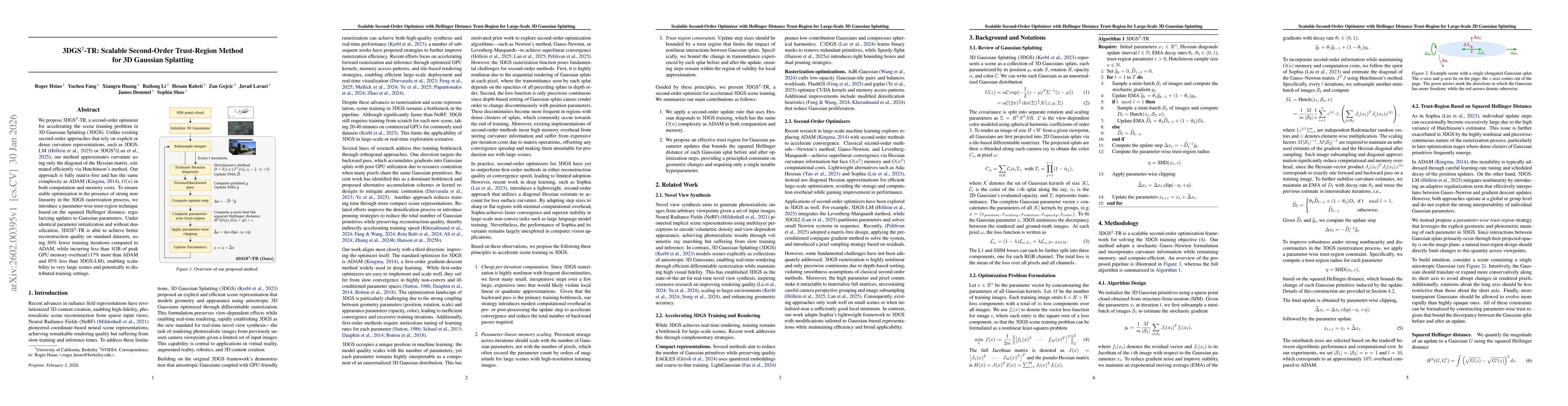 Thumbnail for 3DGS$^2$-TR: Scalable Second-Order Trust-Region Method for 3D Gaussian Splatting