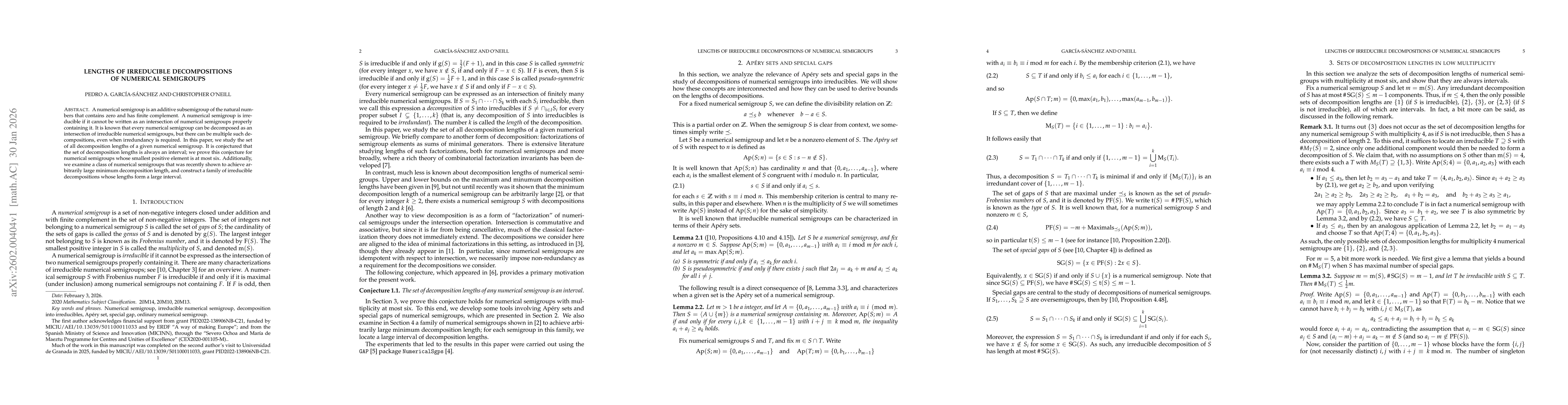 Thumbnail for Lengths of irreducible decompositions of numerical semigroups