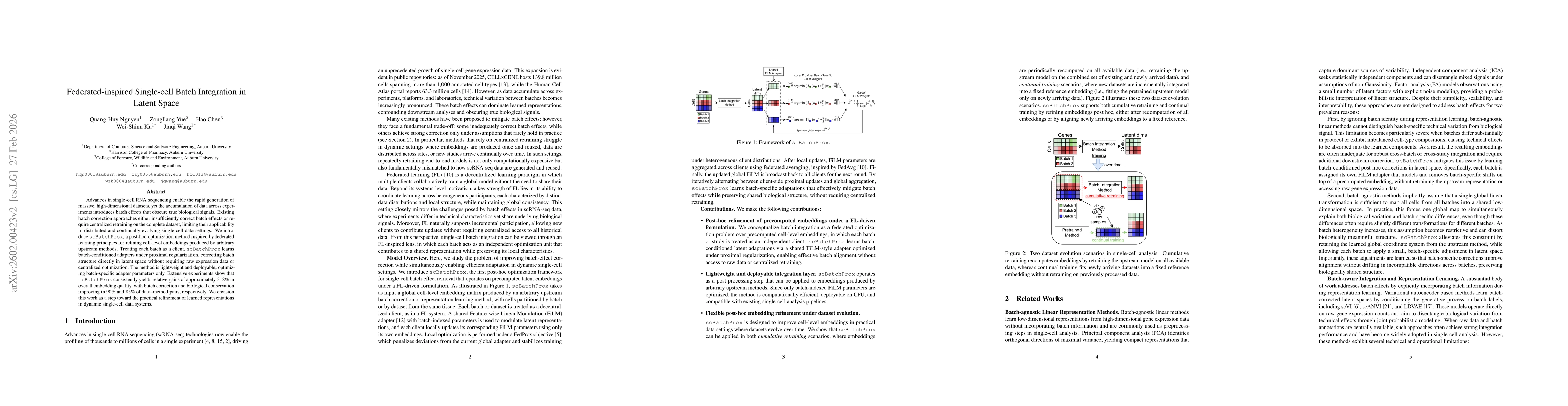 Thumbnail for Federated-inspired Single-cell Batch Integration in Latent Space