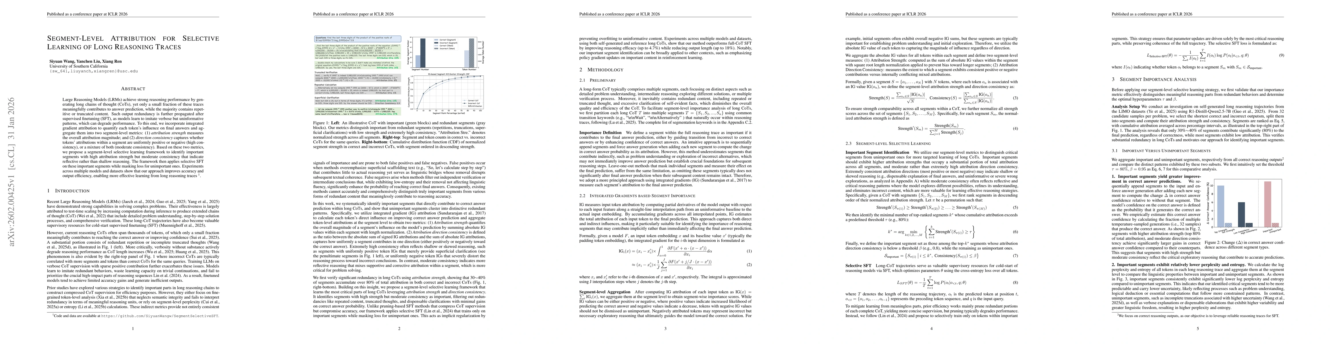 Thumbnail for Segment-Level Attribution for Selective Learning of Long Reasoning Traces