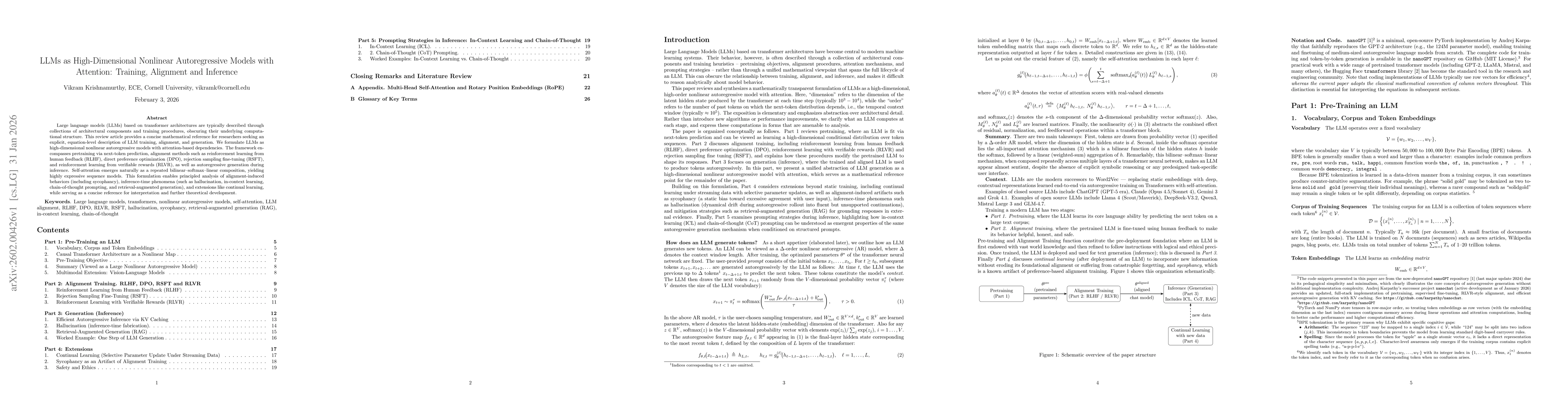 Thumbnail for LLMs as High-Dimensional Nonlinear Autoregressive Models with Attention: Training, Alignment and Inference
