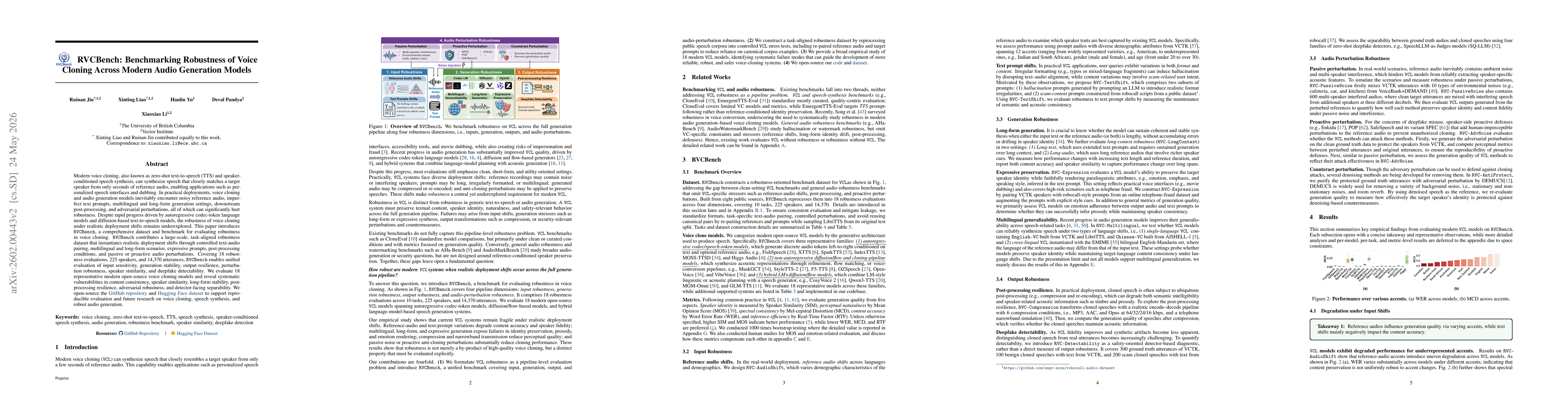 Thumbnail for RVCBench: Benchmarking the Robustness of Voice Cloning Across Modern Audio Generation Models