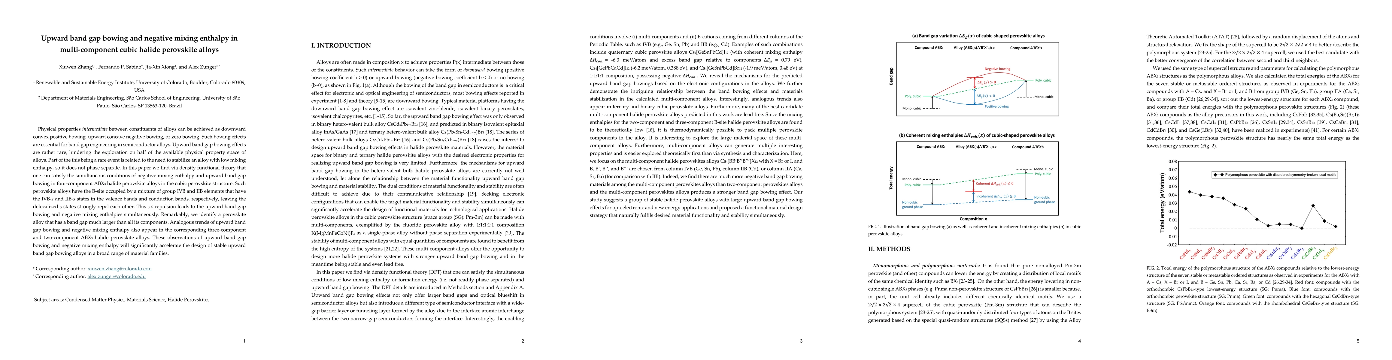Thumbnail for Upward band gap bowing and negative mixing enthalpy in multi-component cubic halide perovskite alloys