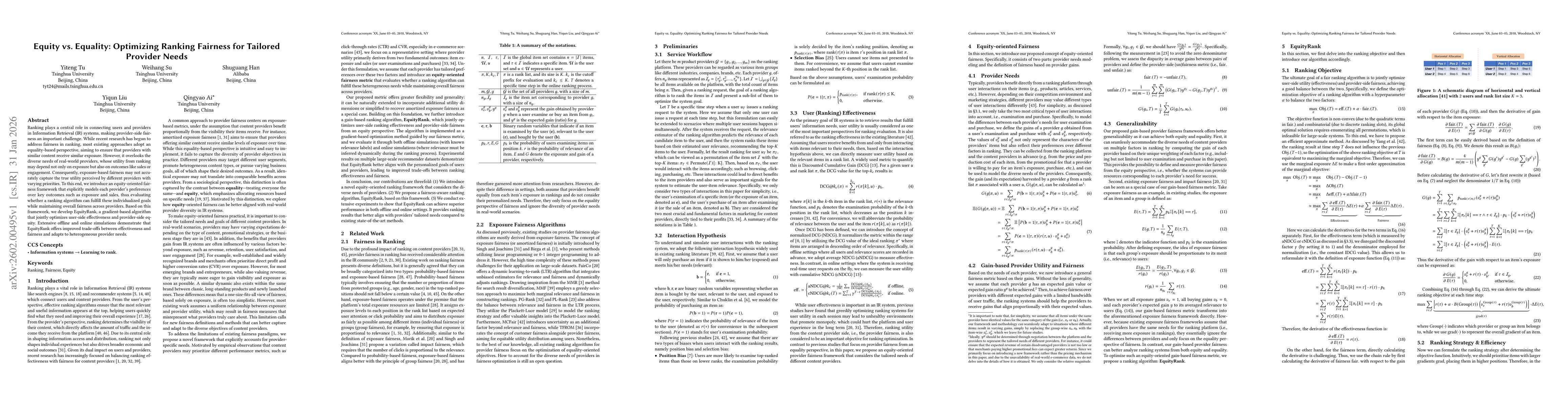 Thumbnail for Equity vs. Equality: Optimizing Ranking Fairness for Tailored Provider Needs